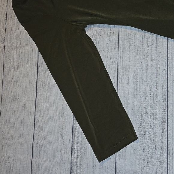 Nina Leonard 3/4 Sleeve Stretch Knit Trapeze Dress Olive Green Size L NWOT - Picture 4 of 10